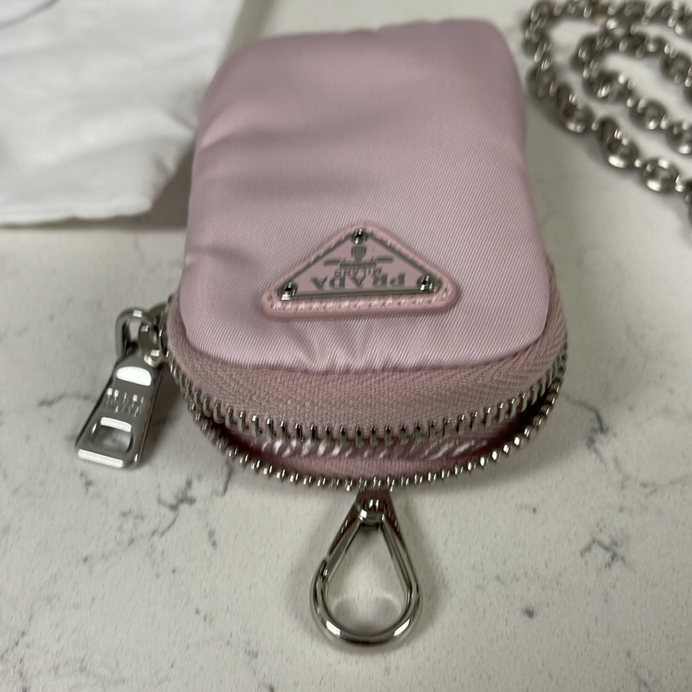 Prada 2005 Re-Edition Mini Bag Attachments for Nylon Bag with Silver Chain Pink - Picture 3 of 16